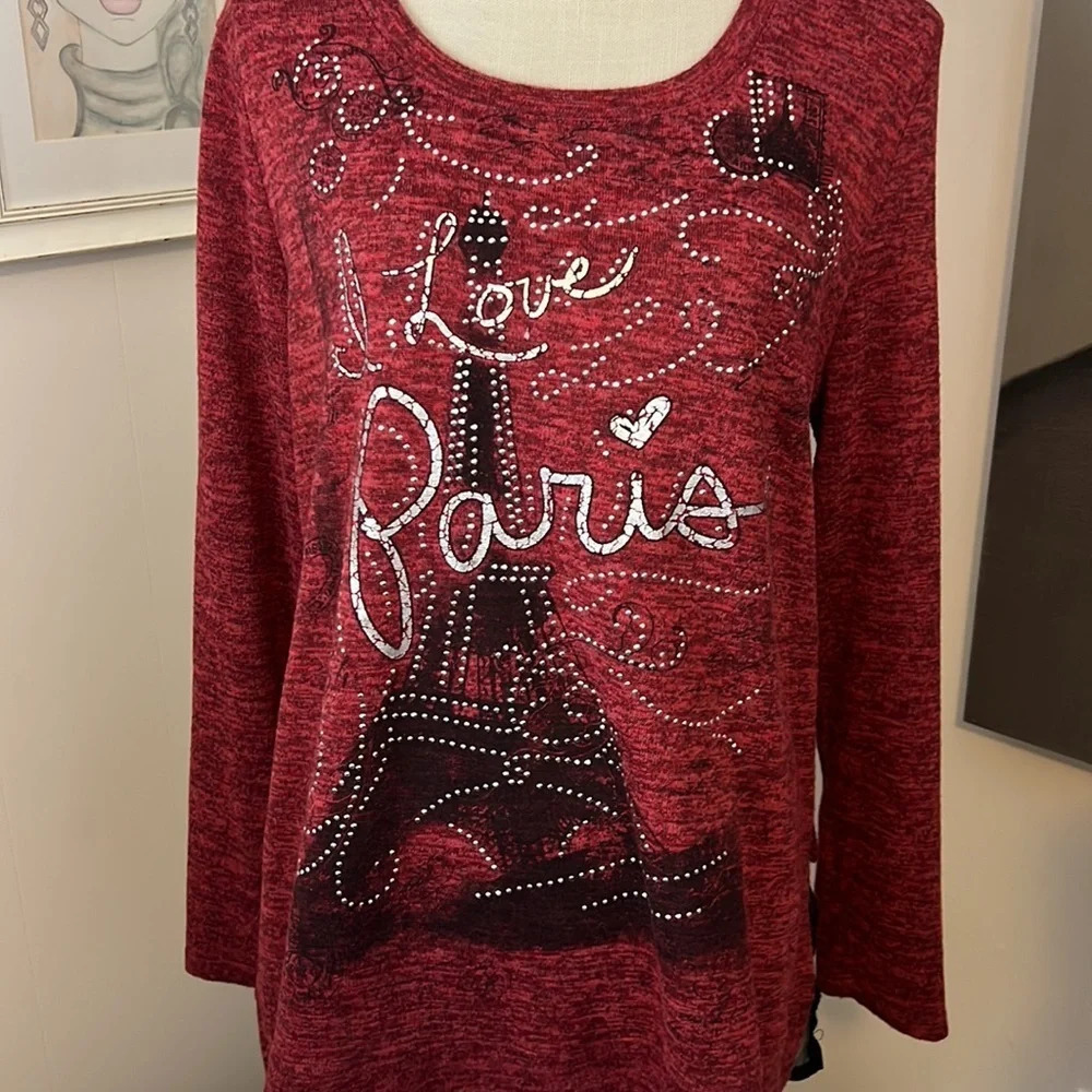 Eat 1946 Paris Red Blouse Size Large